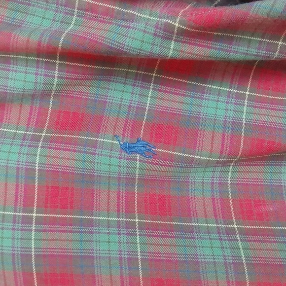 Ralph Lauren Mens Red/Green Plaid Button down Blue PONY Preppy shirt Sz.L - Picture 4 of 10